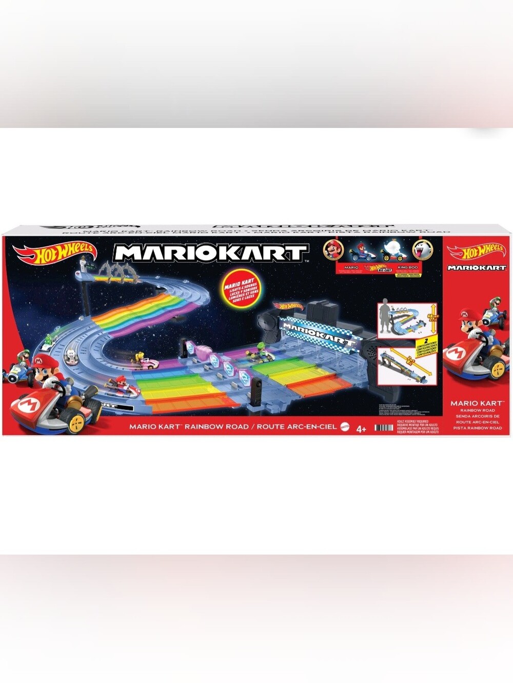 Hot Wheels Mario Kart Rainbow Road Race Track Set | Lights & Sounds | Open Box